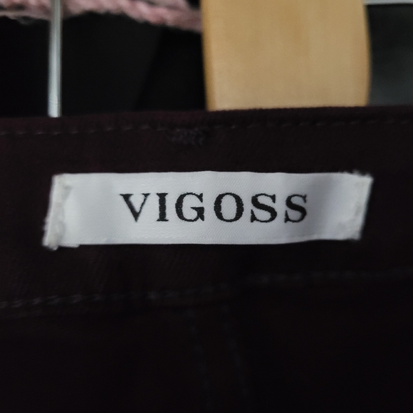 VIGOSS | Stevie straight crop coated burgundy stretch denim jeans - Picture 6 of 11